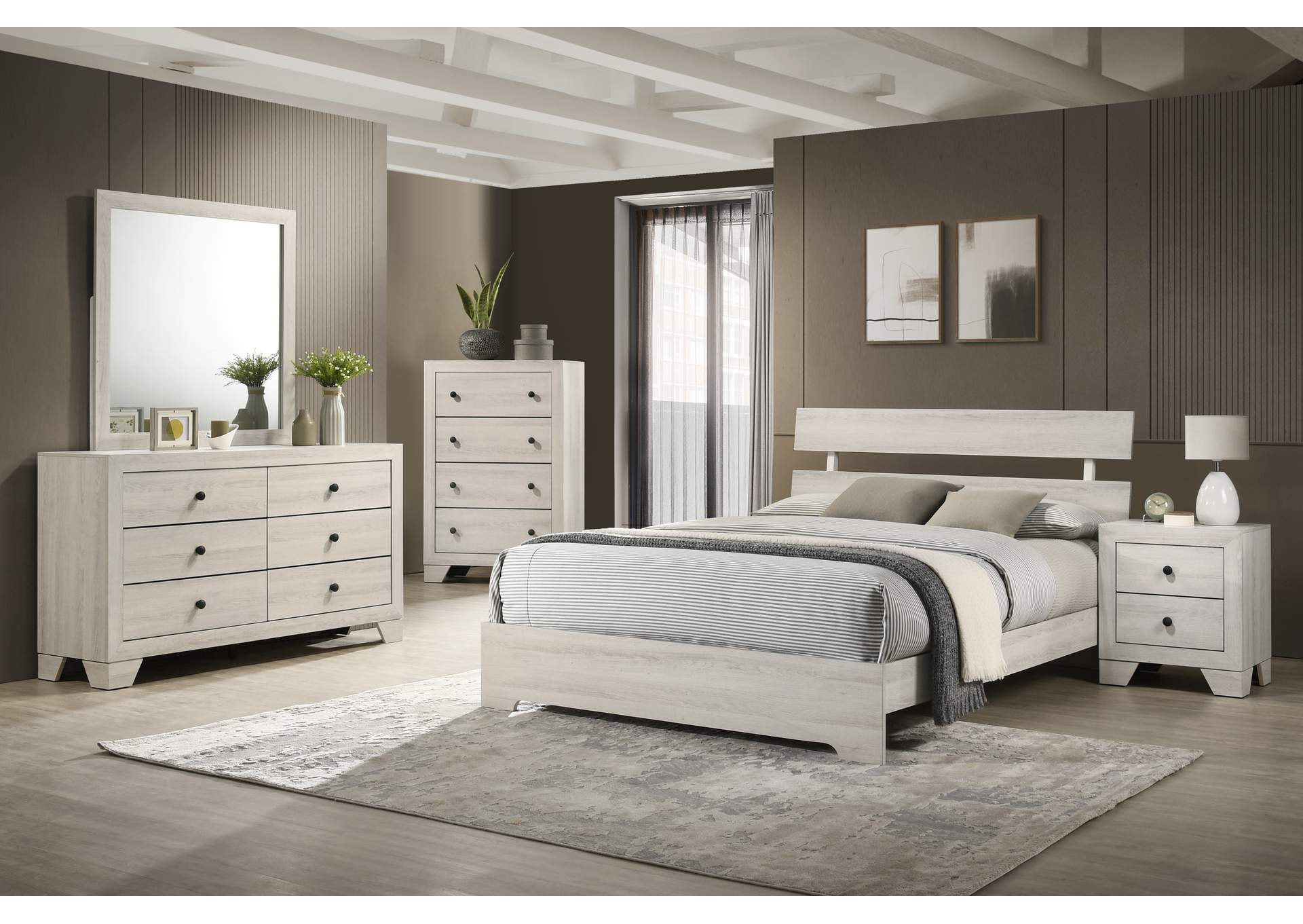 Atticus Full Platform Bed In One Box White,Crown Mark