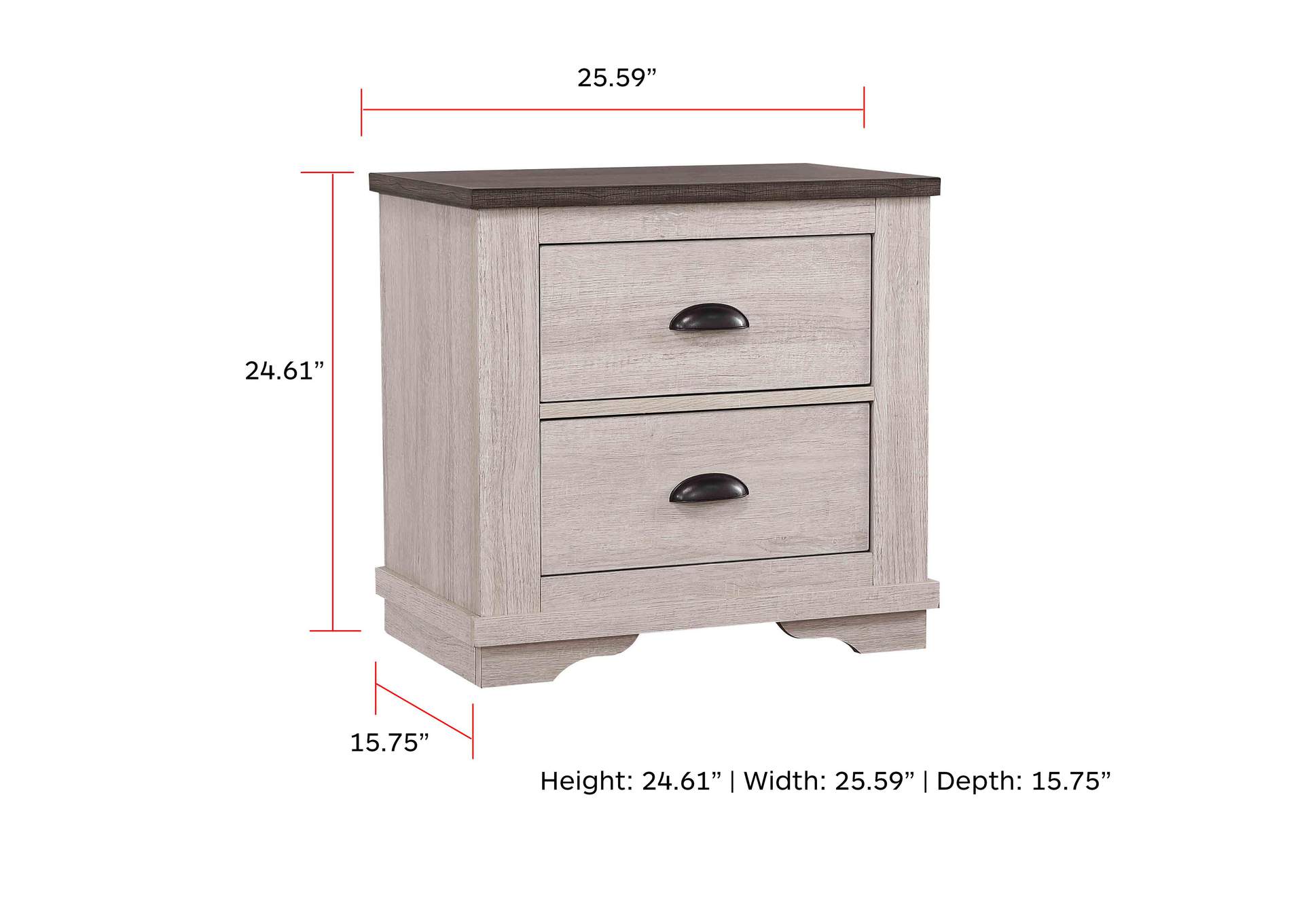 Coralee Night Stand Chalk - Grey,Crown Mark