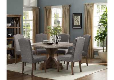 Image for Vesper Grey Round Marble Dining Set W/ 6 Chairs