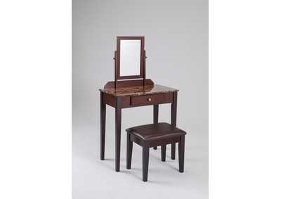 Image for 2208 Brown Iris Vanity Tbl & Stool Faux Marble
