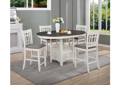 Image for Hartwell White & Brown Counter Height Dining Set W/ 4 Chairs