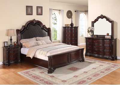 Image for Sheffield Dark Cherry King Mansion Bed W/ Dresser & Mirror