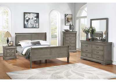 Image for Louis Phillipe Champagne Twin Bed W/ Dresser & Mirror