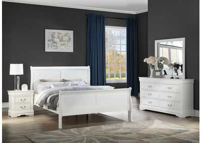 Image for Louis Philip White Queen Bed W/ Dresser, Mirror, 2 Nightstands