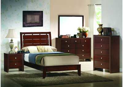Image for Evan Dark Cherry Twin Bedroom Set W/ Dresser, Mirror, Nightstand & Chest