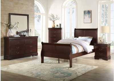 Image for Louis Phillipe Cherry Full Bedroom Set W/ Dresser, Mirror, Nightstand & Chest
