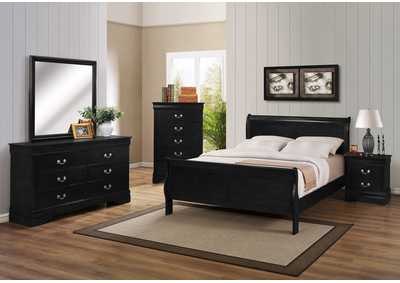 Image for Louis Phillipe Black Full Bedroom Set W/ Dresser, Mirror, Nightstand & Chest