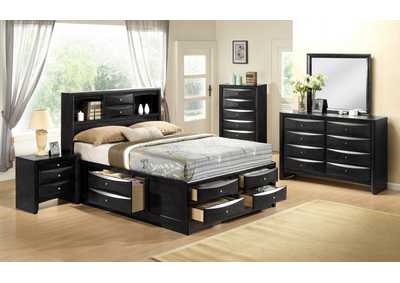 Image for Emily Black King Bed W/ Dresser, Mirror, Nightstand