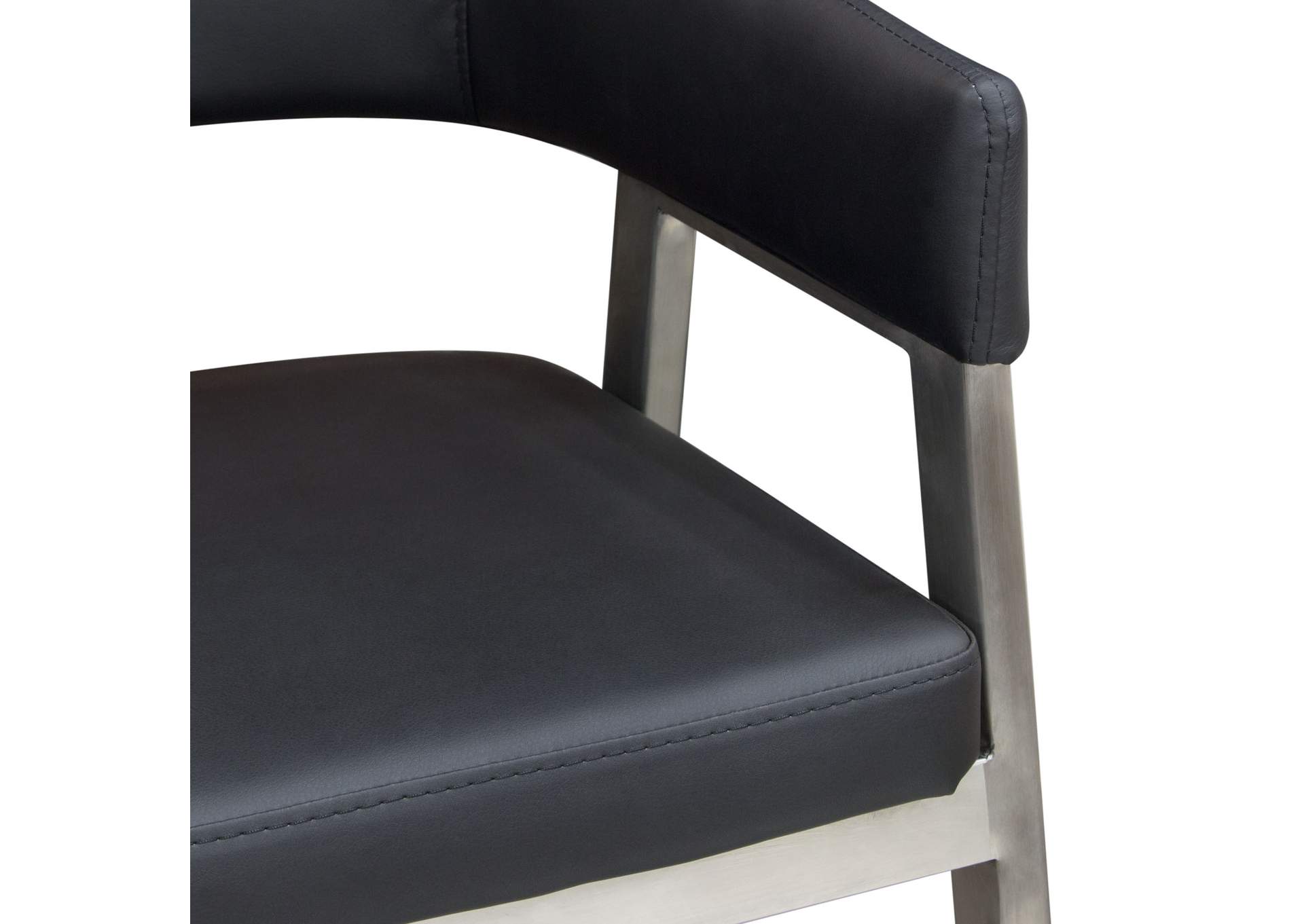 Adele Set of Two Counter Height Chairs in Black Leatherette w/ Brushed Stainless Steel Leg by Diamond Sofa,Diamond Sofa