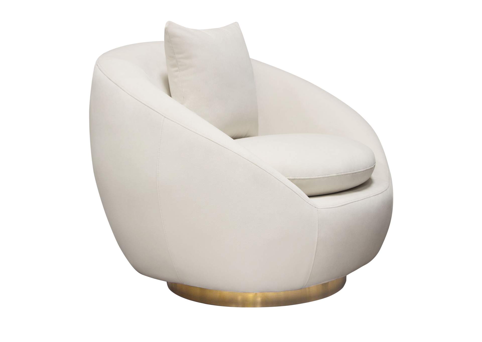 Celine Swivel Accent Chair in Light Cream Velvet w/ Brushed Gold Accent Band by Diamond Sofa,Diamond Sofa