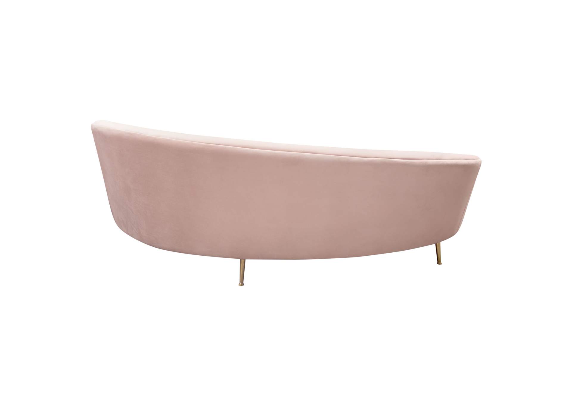 Celine Curved Sofa with Contoured Back in Blush Pink Velvet and Gold Metal Legs by Diamond Sofa,Diamond Sofa