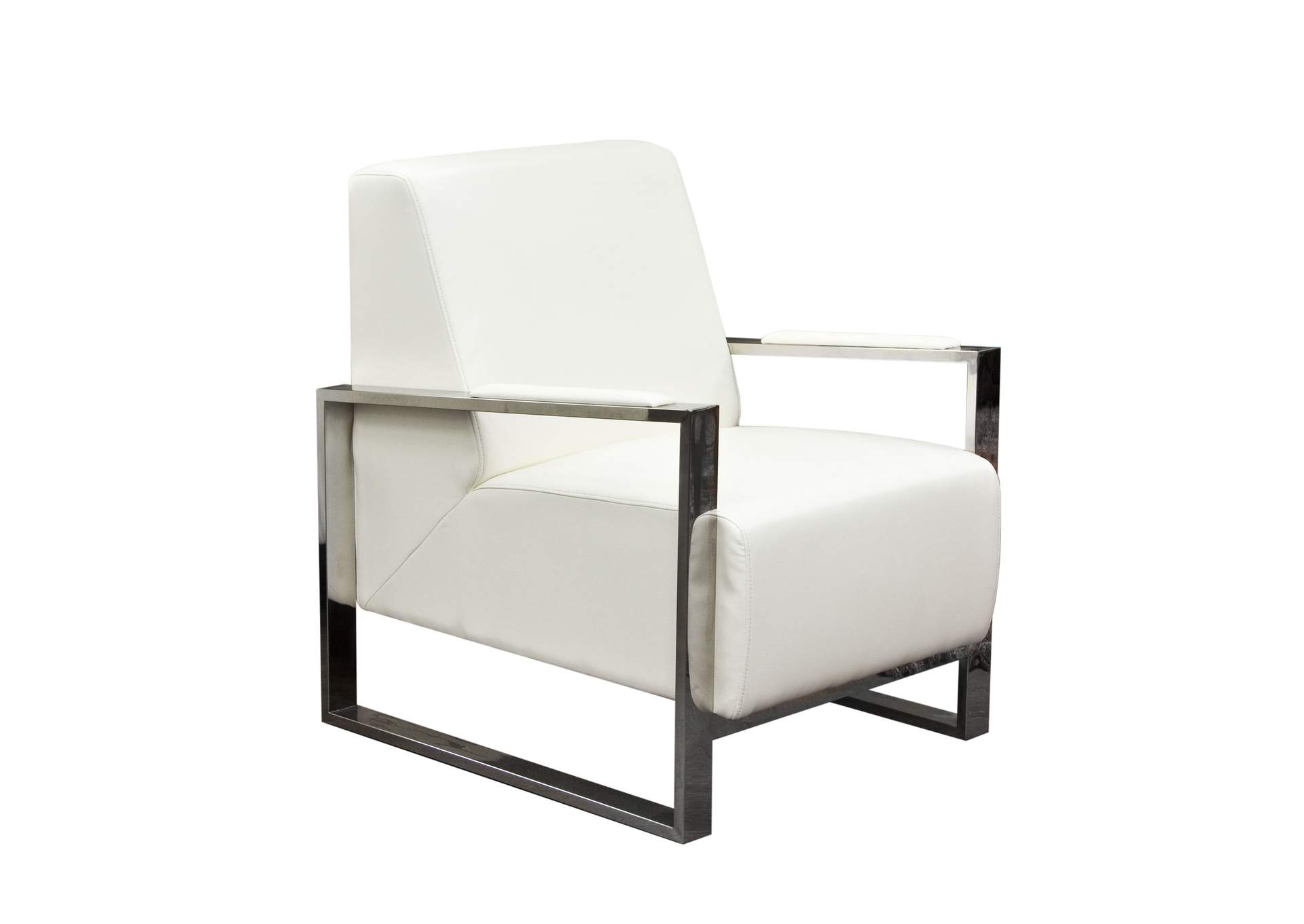 Century Accent Chair w/ Stainless Steel Frame by Diamond Sofa - White,Diamond Sofa