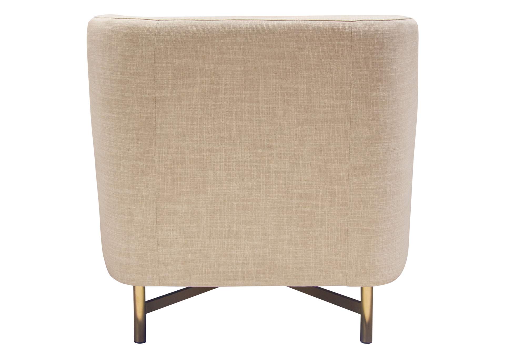 Croft Fabric Chair in Sand Linen Fabric w/ Accent Pillow and Gold Metal Criss-Cross Frame by Diamond Sofa,Diamond Sofa