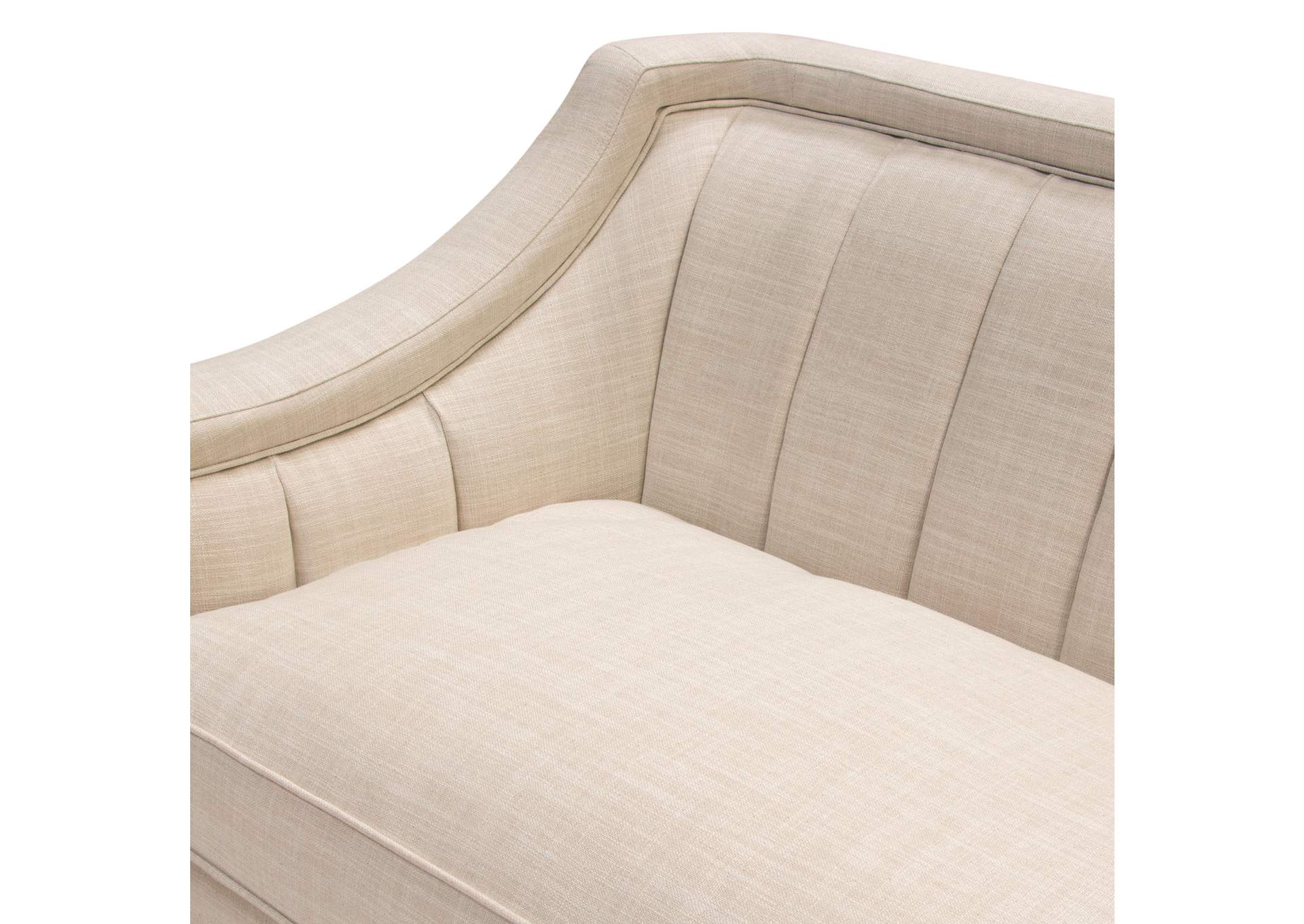 Croft Fabric Sofa in Sand Linen Fabric w/ Accent Pillows and Gold Metal Criss-Cross Frame by Diamond Sofa,Diamond Sofa