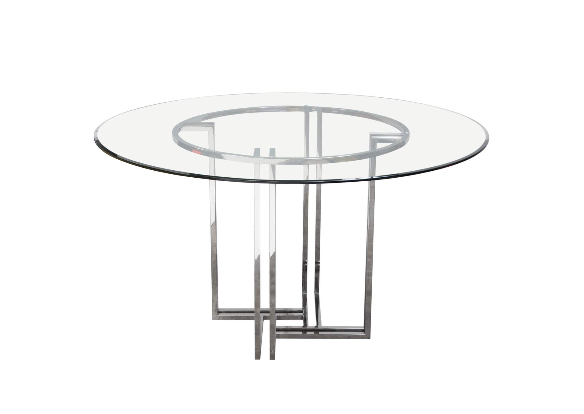 Deko Polished Stainless Steel Round Dining Table W Clear Tempered Glass Top By Nova Lifestyle Big Box Furniture Discount Furniture Stores In Miami Florida