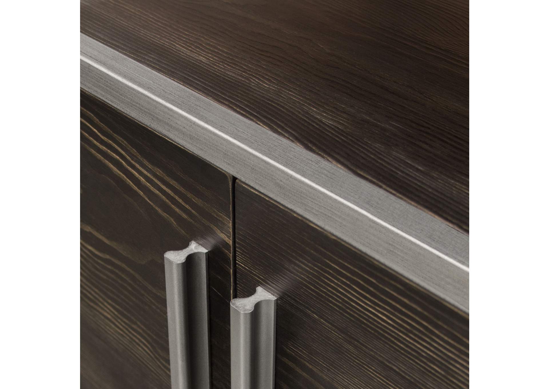 Empire 2-Door End Table in Dark Brown Veneer w/ Hand brushed Silver Metal Frame by Diamond Sofa,Diamond Sofa