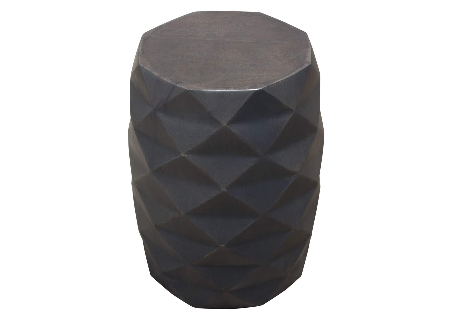 Fig Solid Mango Wood Accent Table in Grey Finish w/ Geometric Motif by Diamond Sofa,Diamond Sofa