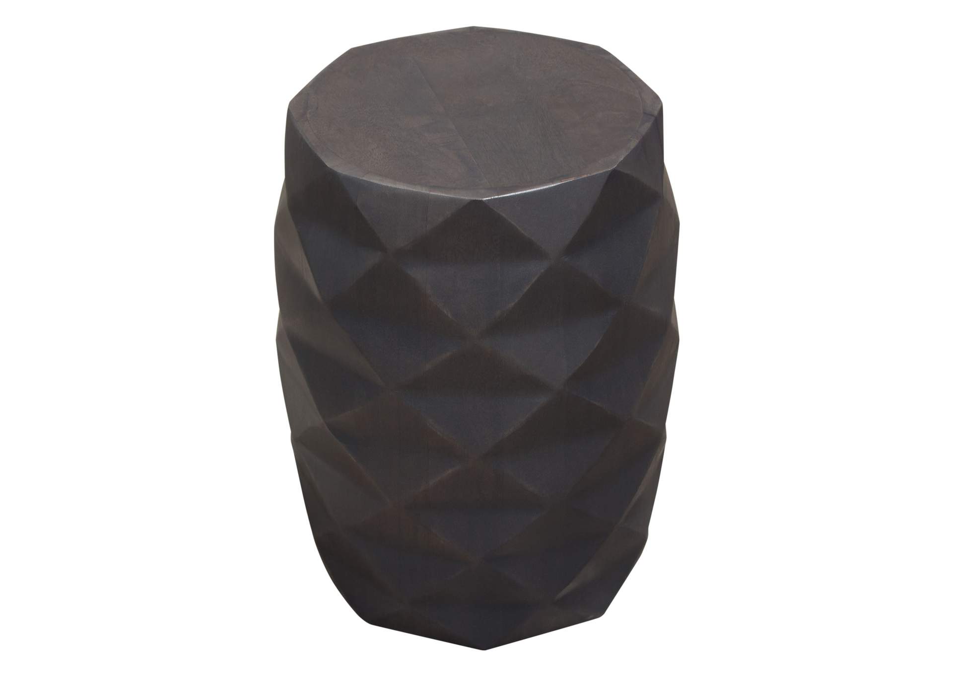 Fig Solid Mango Wood Accent Table in Grey Finish w/ Geometric Motif by Diamond Sofa,Diamond Sofa