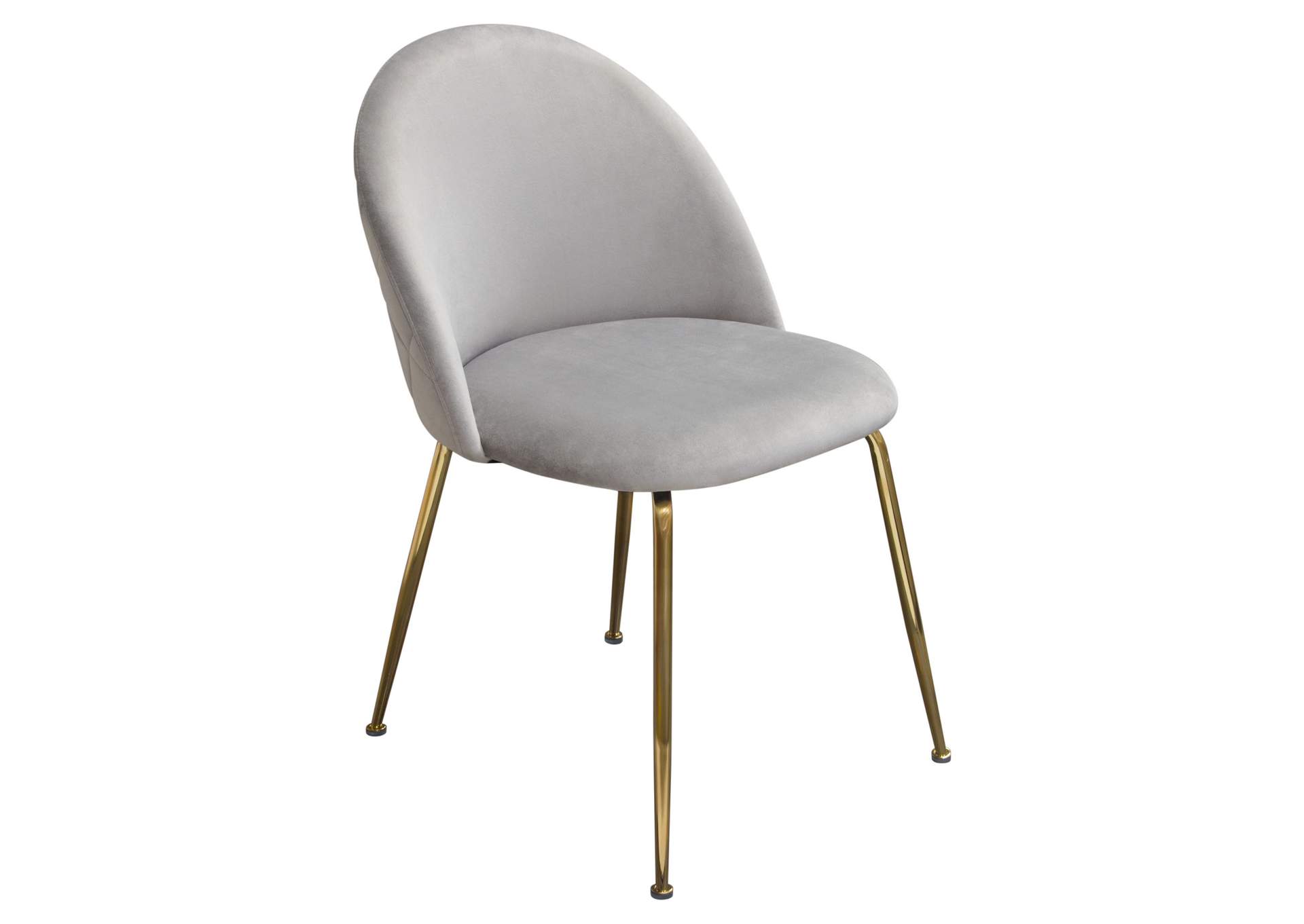 Lilly Set of (2) Dining Chairs in Grey Velvet w/ Brushed Gold Metal Legs by Diamond Sofa,Diamond Sofa