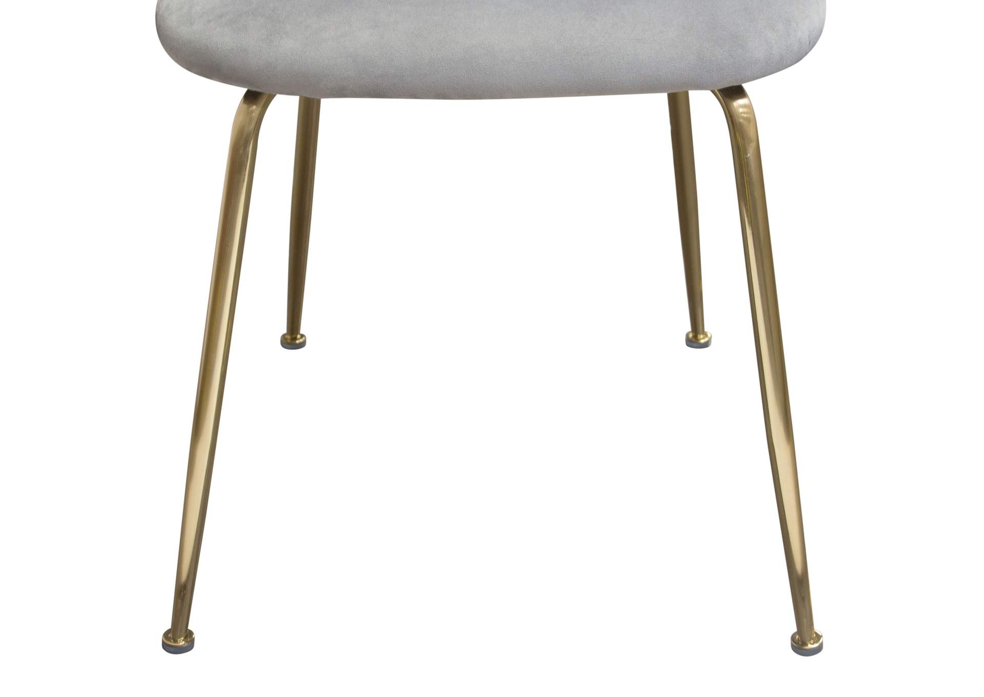 Lilly Set of (2) Dining Chairs in Grey Velvet w/ Brushed Gold Metal Legs by Diamond Sofa,Diamond Sofa