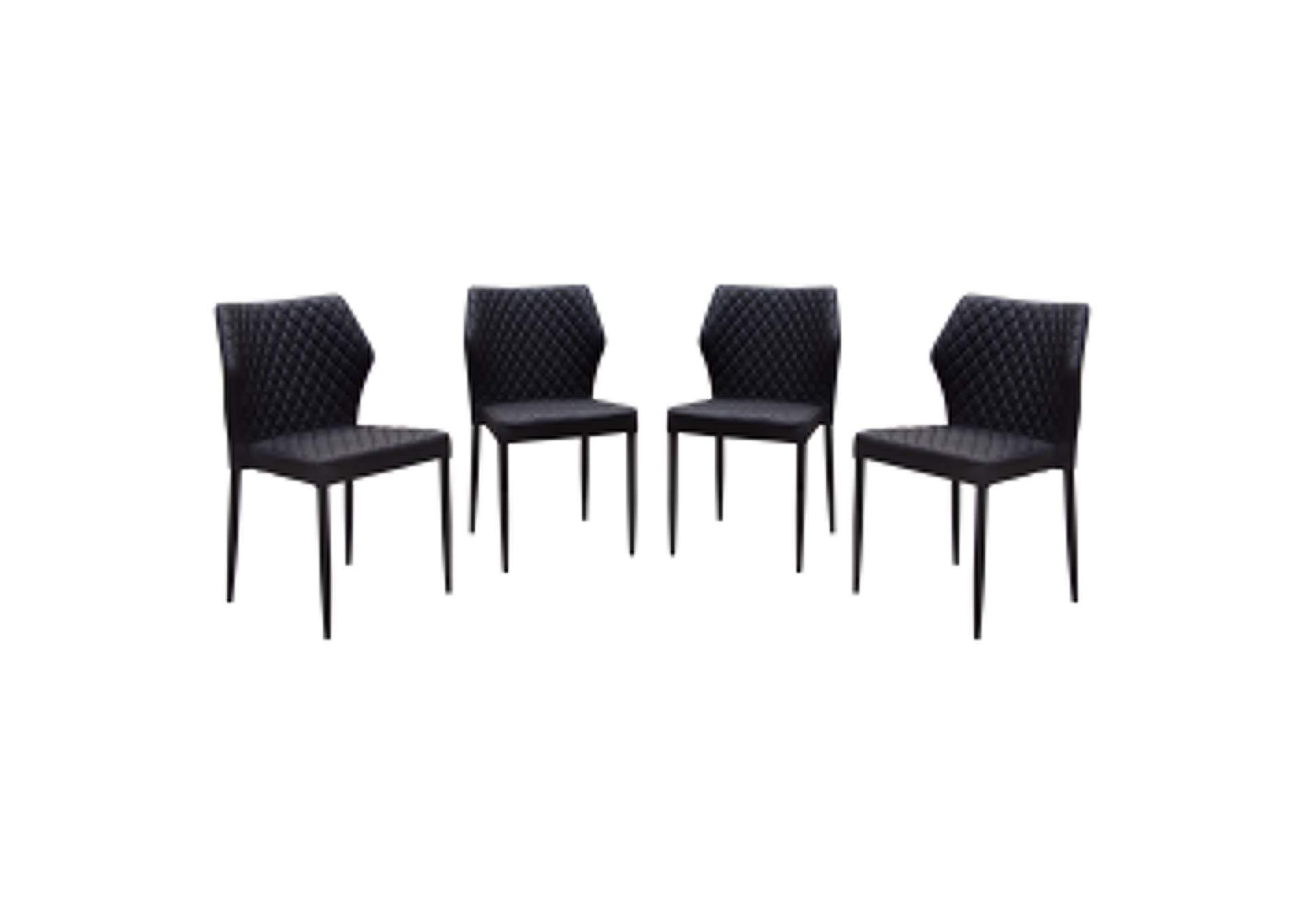 Milo 4-Pack Dining Chairs in Black Diamond Tufted Leatherette with Black Powder Coat Legs by Diamond Sofa,Diamond Sofa
