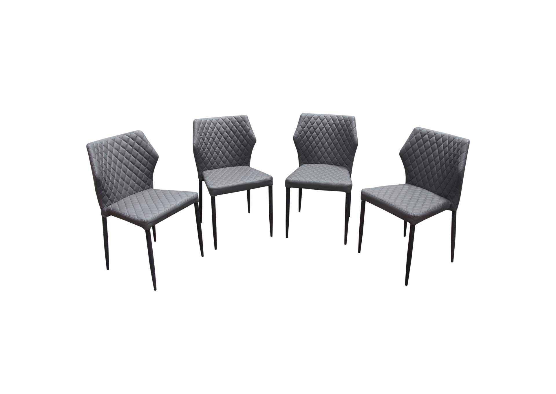 Milo 4-Pack Dining Chairs in Grey Diamond Tufted Leatherette with Black Powder Coat Legs by Diamond Sofa,Diamond Sofa