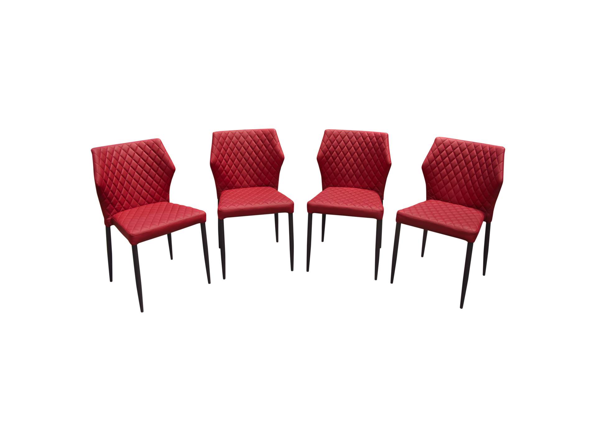 Milo 4-Pack Dining Chairs in Red Diamond Tufted Leatherette with Black Powder Coat Legs by Diamond Sofa,Diamond Sofa