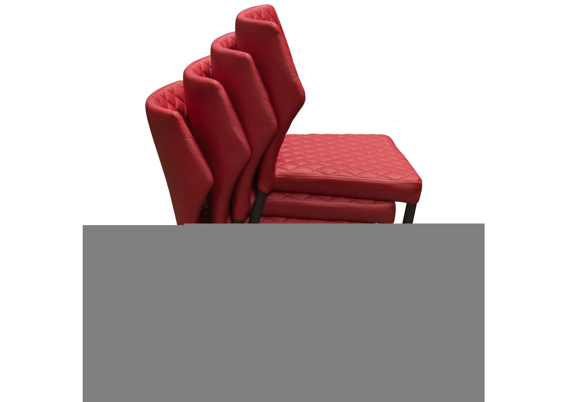 Milo 4-Pack Dining Chairs in Red Diamond Tufted Leatherette with Black Powder Coat Legs by Diamond Sofa,Diamond Sofa