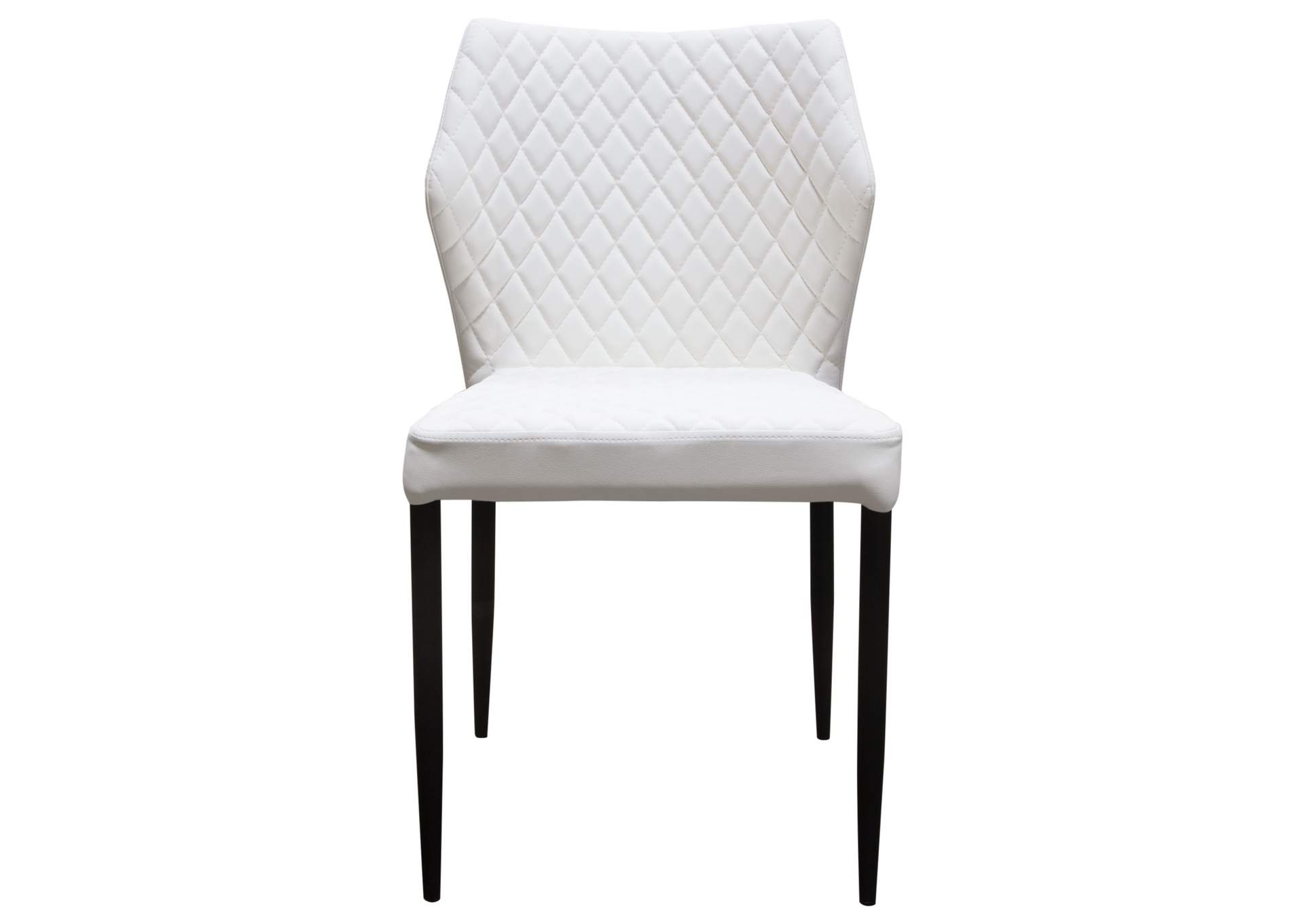 Milo 4-Pack Dining Chairs in White Diamond Tufted Leatherette with Black Powder Coat Legs by Diamond Sofa,Diamond Sofa