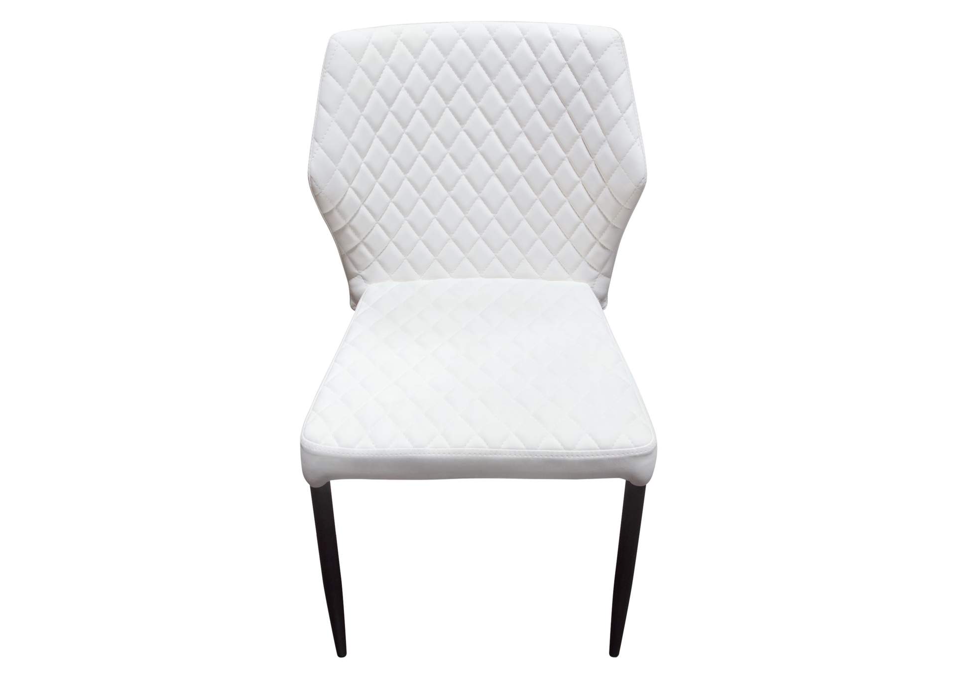 Milo 4-Pack Dining Chairs in White Diamond Tufted Leatherette with Black Powder Coat Legs by Diamond Sofa,Diamond Sofa