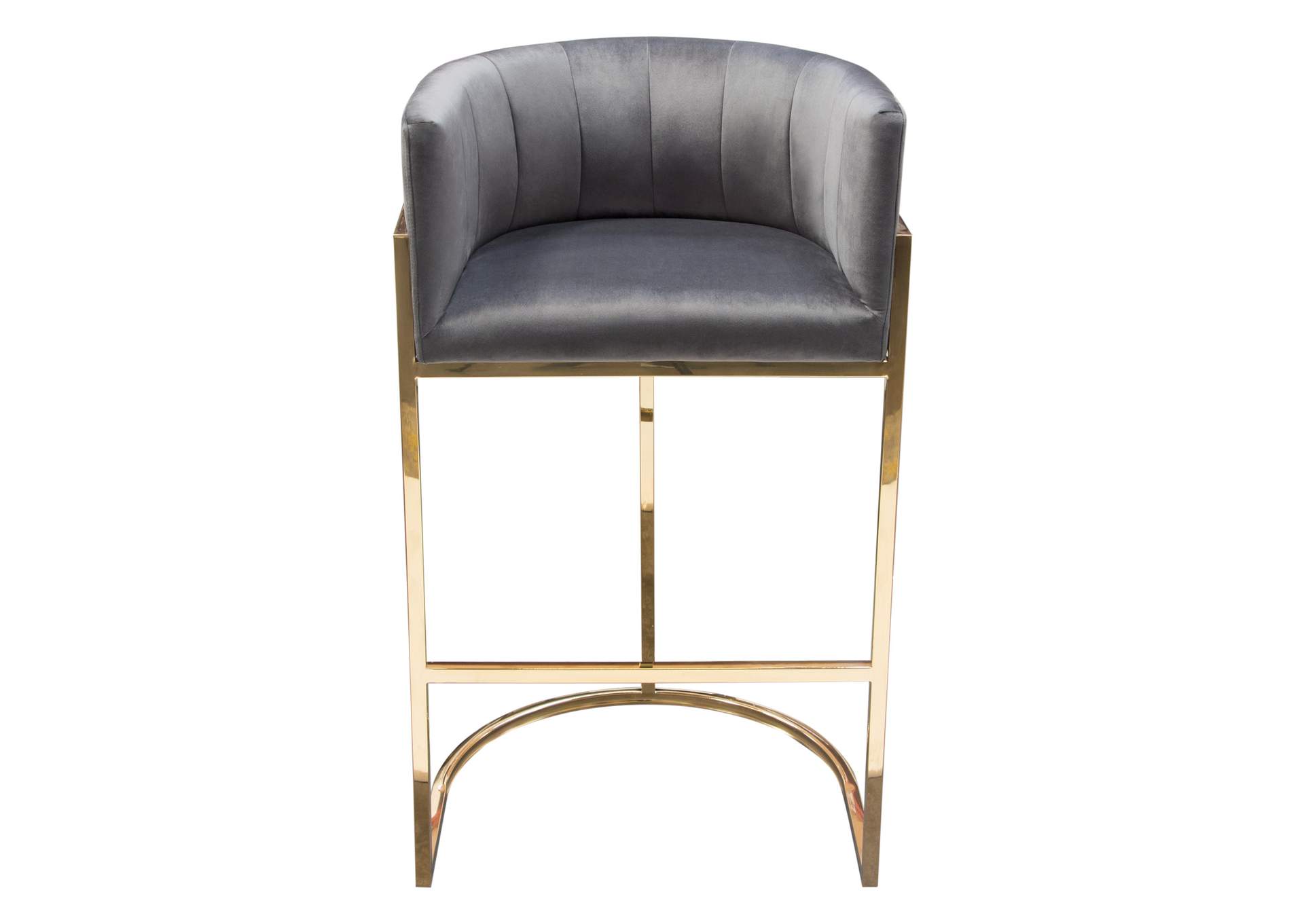 Pandora Bar Height Chair in Grey Velvet with Polished Gold Frame by Diamond Sofa,Diamond Sofa