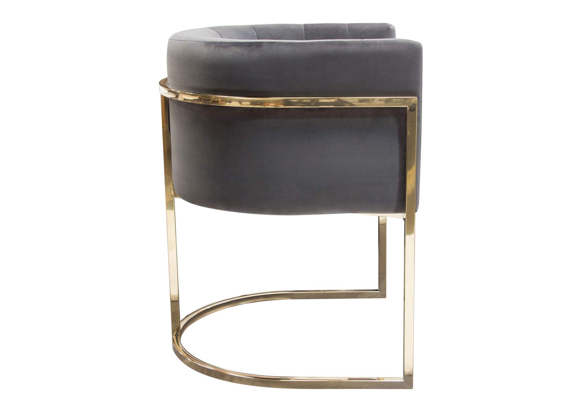 Pandora Dining Chair in Grey Velvet with Polished Gold Frame by Diamond Sofa,Diamond Sofa