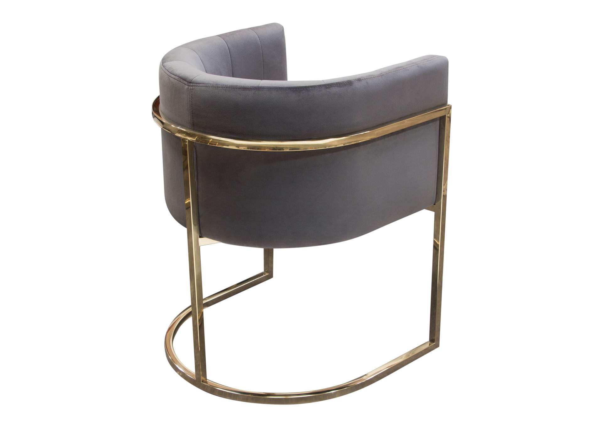 Pandora Dining Chair in Grey Velvet with Polished Gold Frame by Diamond Sofa,Diamond Sofa