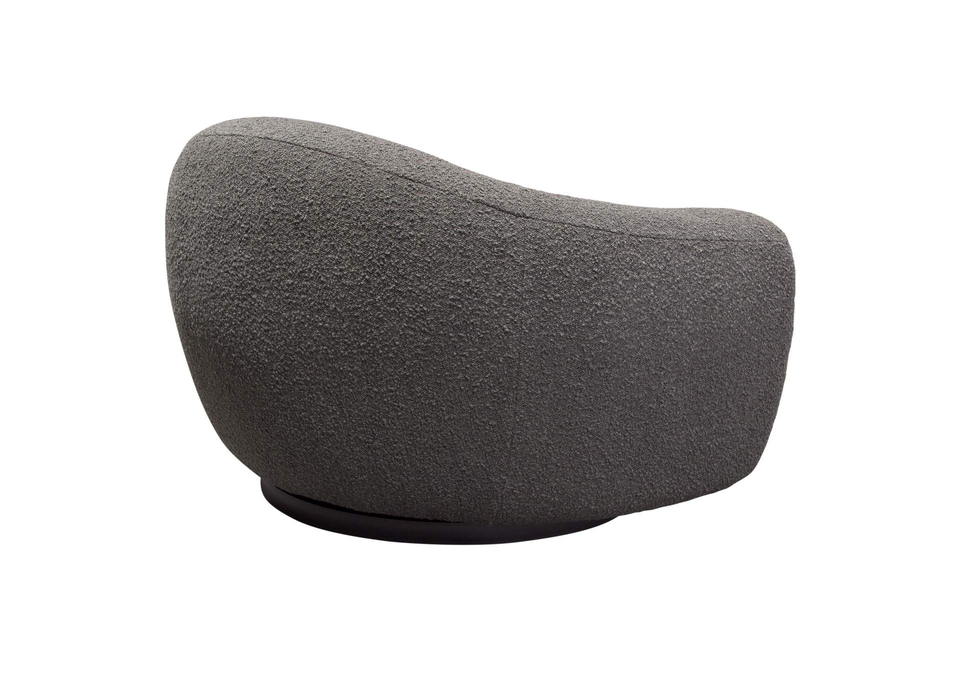 Pascal Swivel Chair in Charcoal Boucle Textured Fabric w/ Contoured Arms & Back by Diamond Sofa,Diamond Sofa