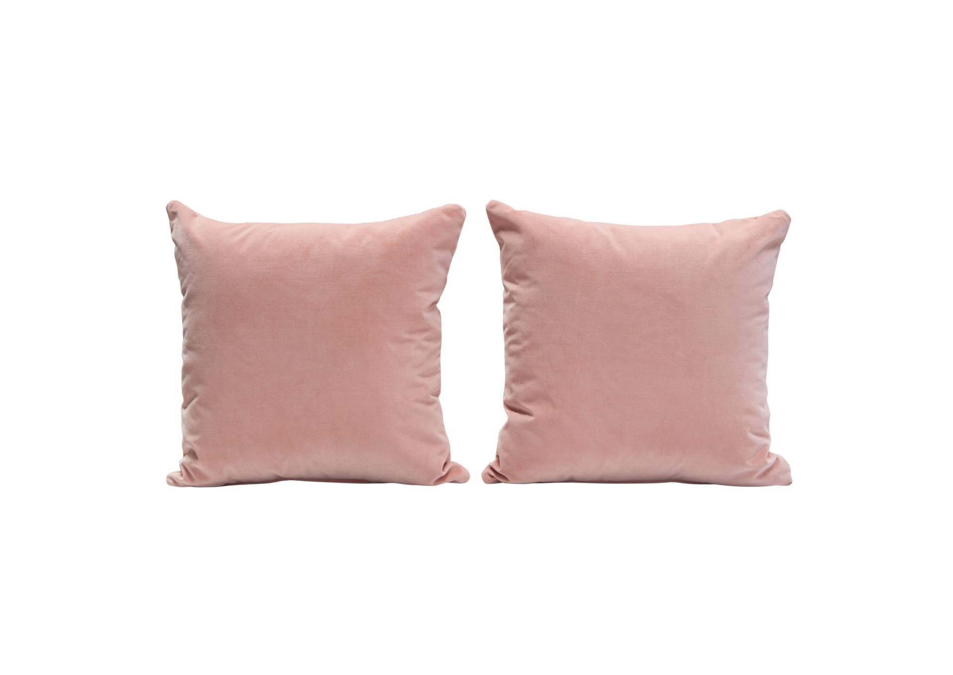 Set of (2) 16" Square Accent Pillows in Blush Pink Velvet by Diamond Sofa,Diamond Sofa