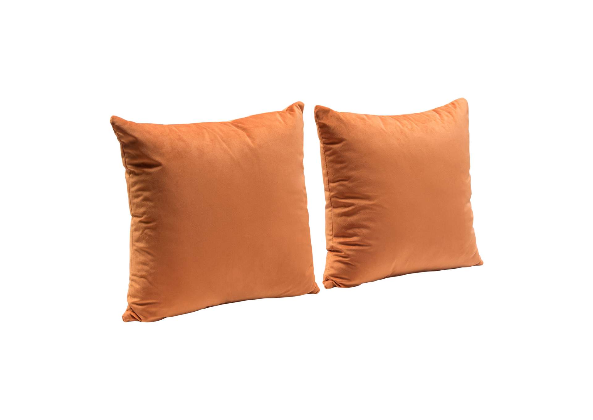 Set of (2) 16" Square Accent Pillows in Rust Orange Velvet by Diamond Sofa,Diamond Sofa