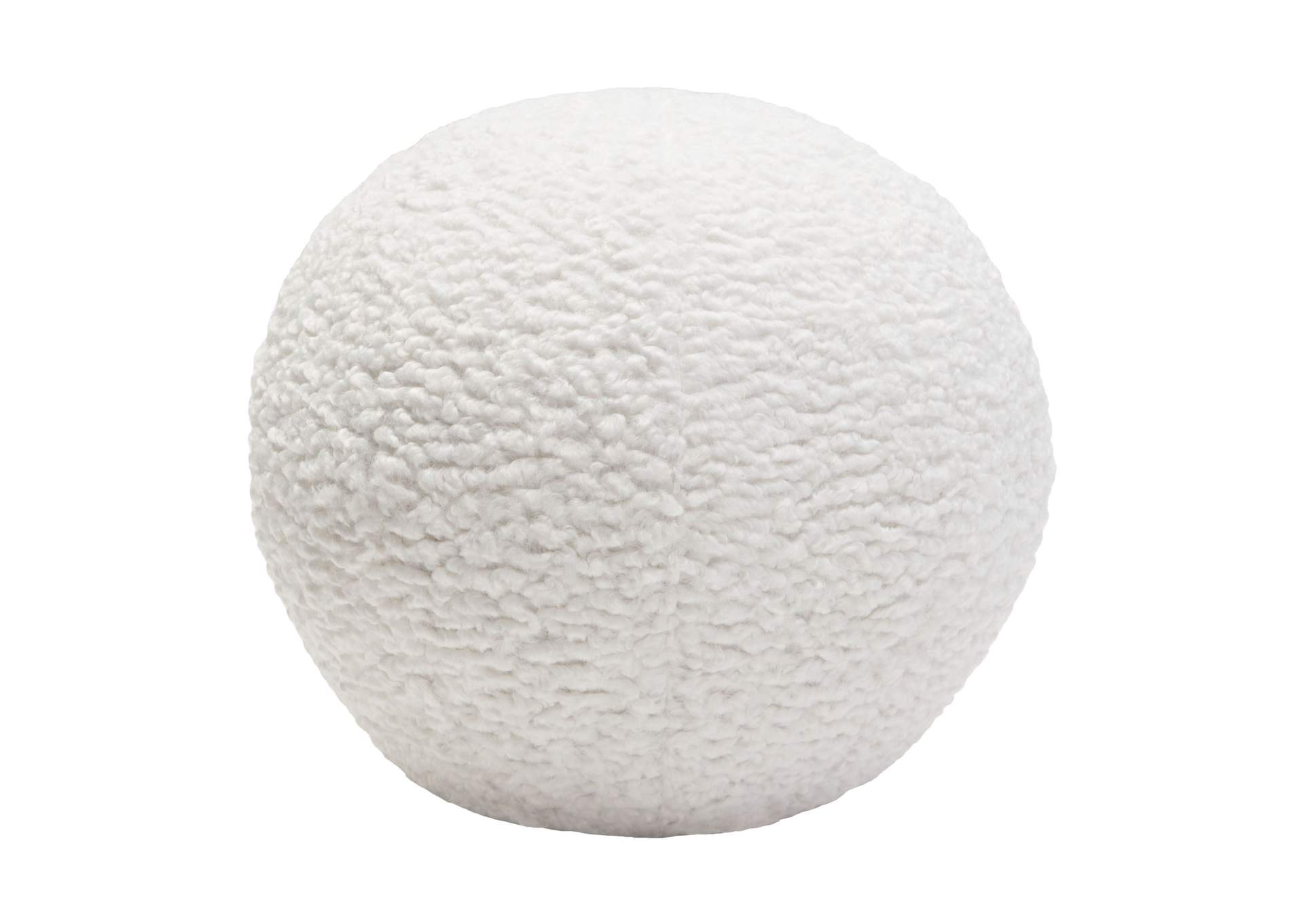 Set of (2) 10" Round Accent Pillows in White Faux Sheepskin by Diamond Sofa,Diamond Sofa