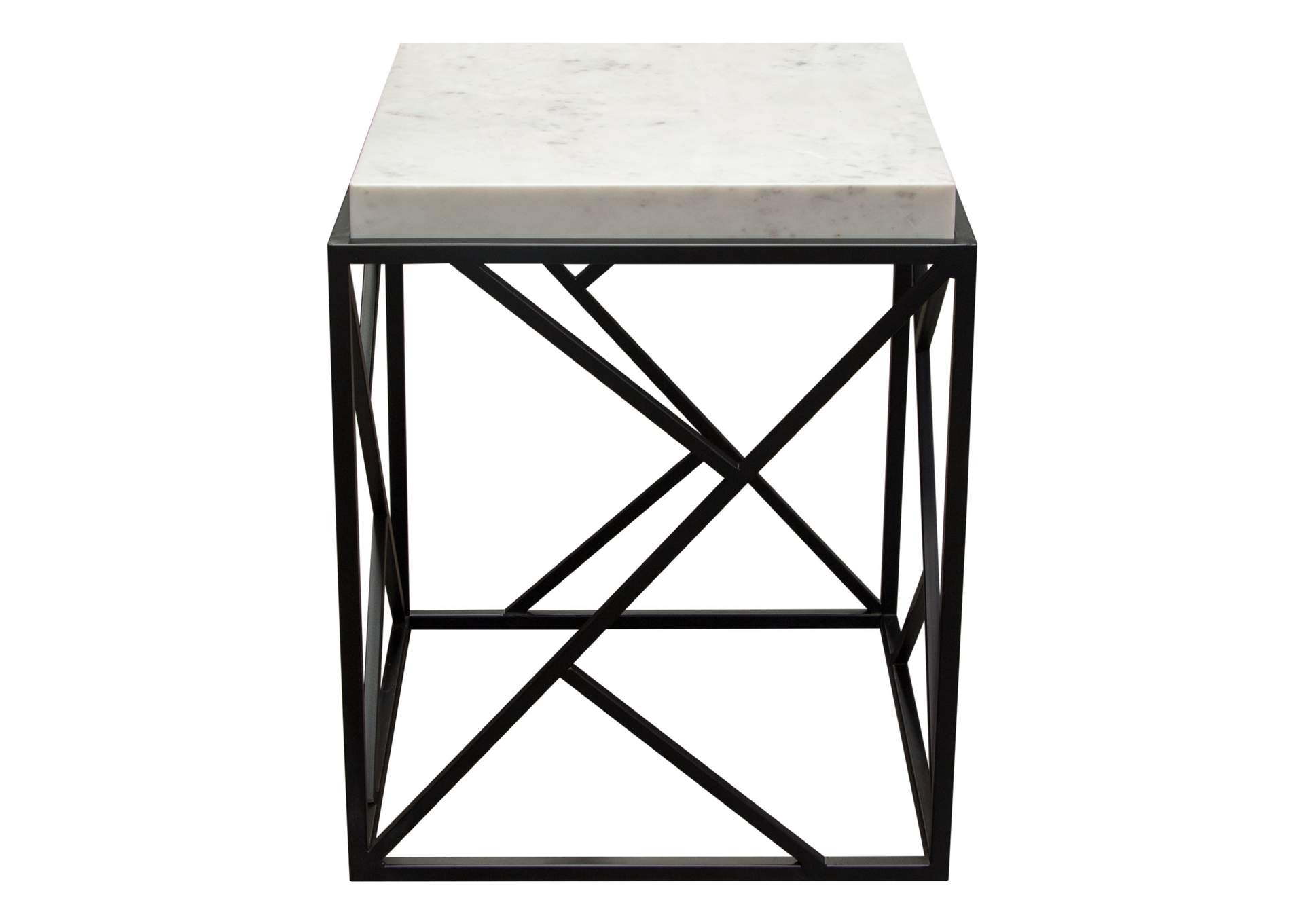 Plymouth Square Accent Table w/ Genuine Grey Marble Top & Black Metal Base by Diamond Sofa,Diamond Sofa