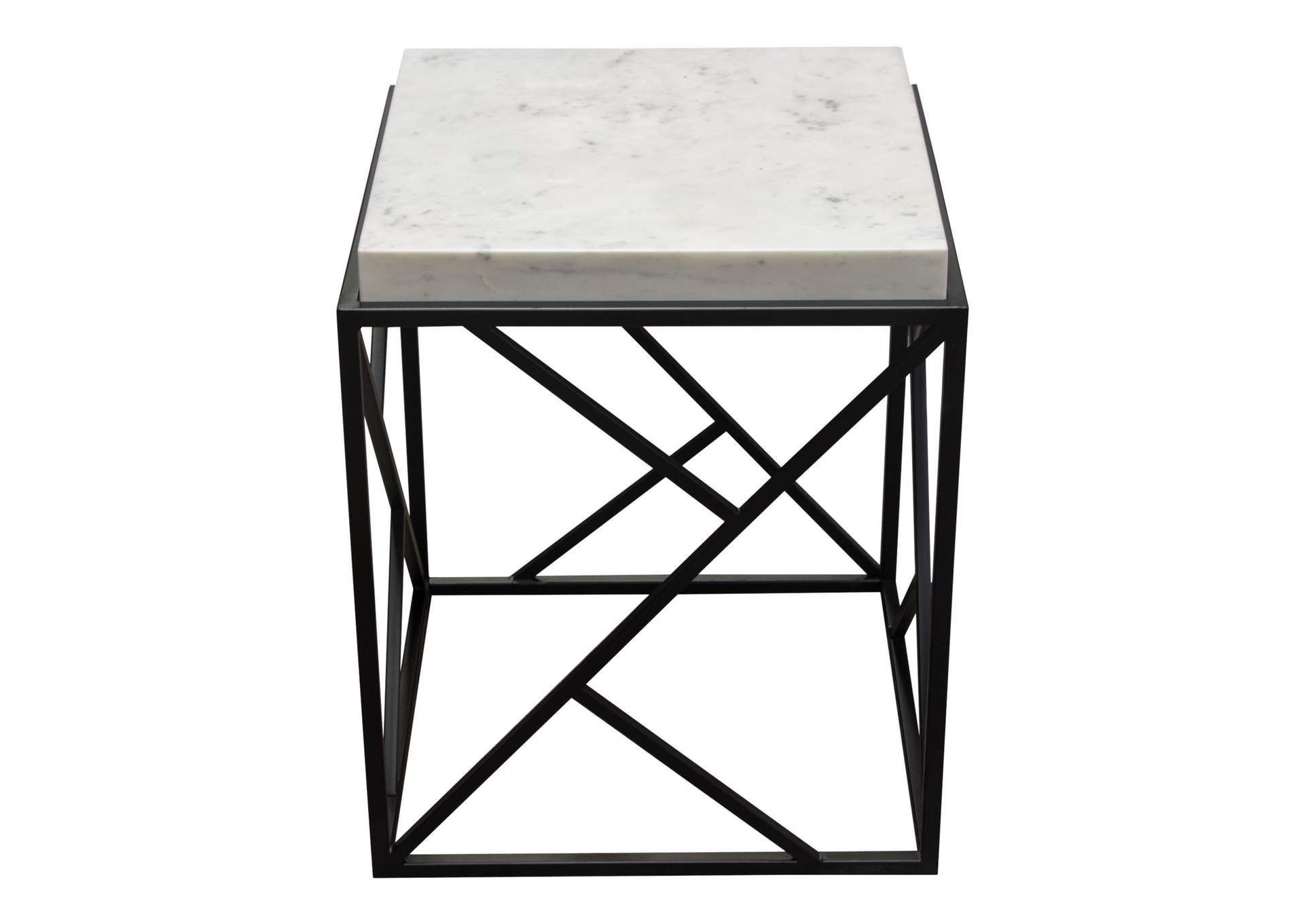 Plymouth Square Accent Table w/ Genuine Grey Marble Top & Black Metal Base by Diamond Sofa,Diamond Sofa