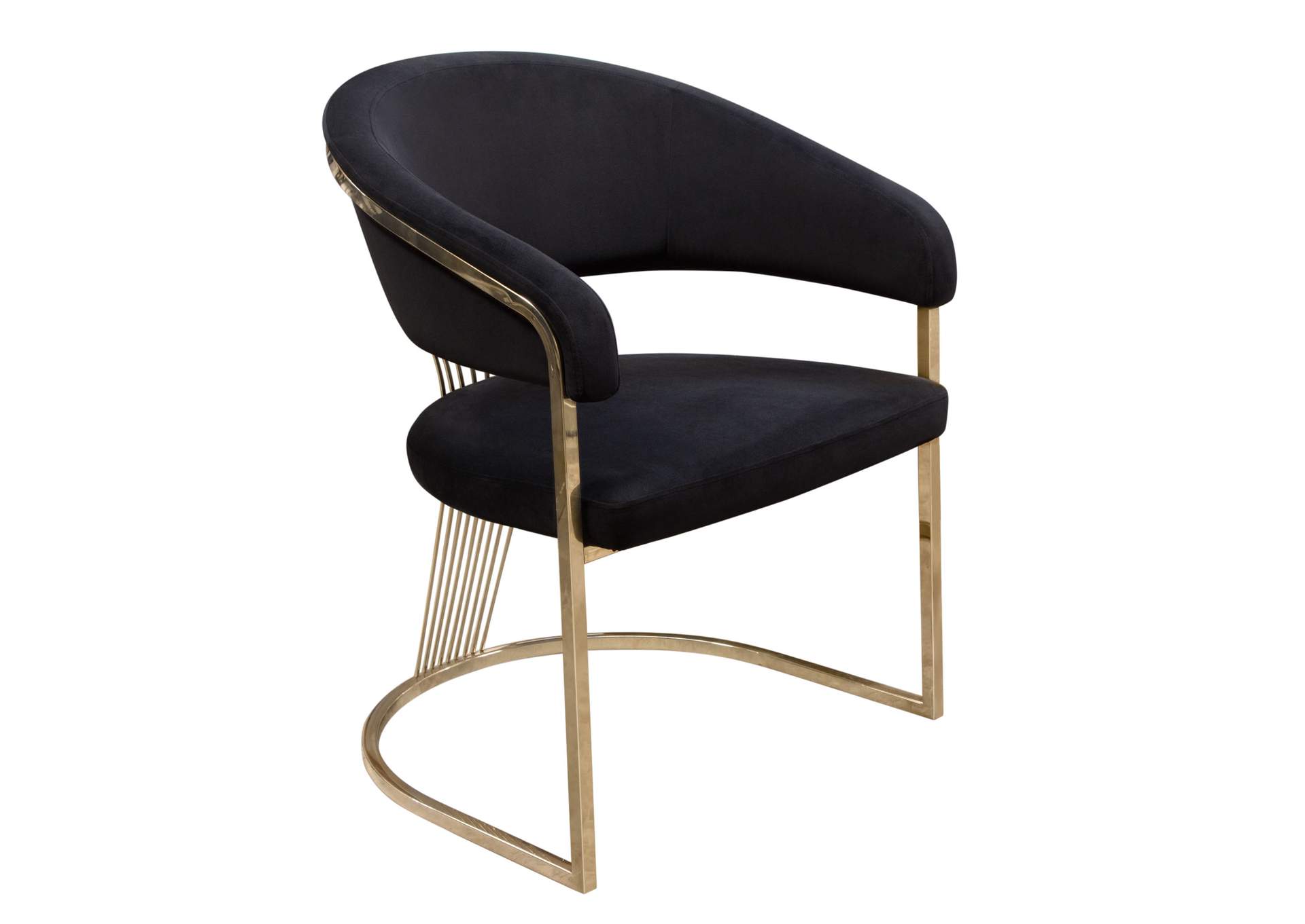 Solstice Dining Chair in Black Velvet w/ Polished Gold Metal Frame by Diamond Sofa,Diamond Sofa