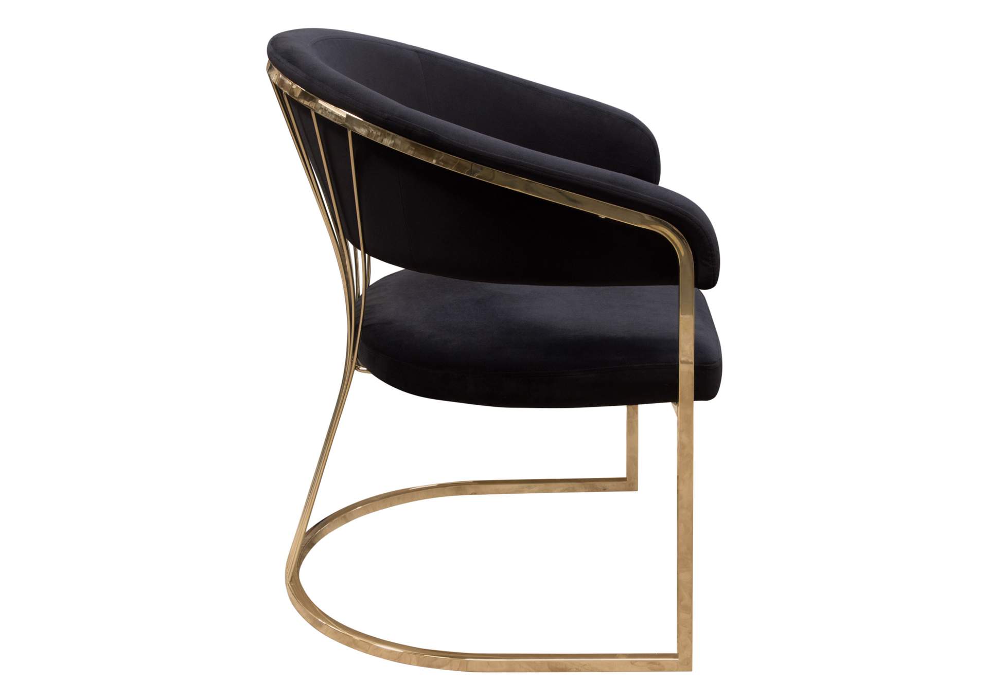 Solstice Dining Chair in Black Velvet w/ Polished Gold Metal Frame by Diamond Sofa,Diamond Sofa