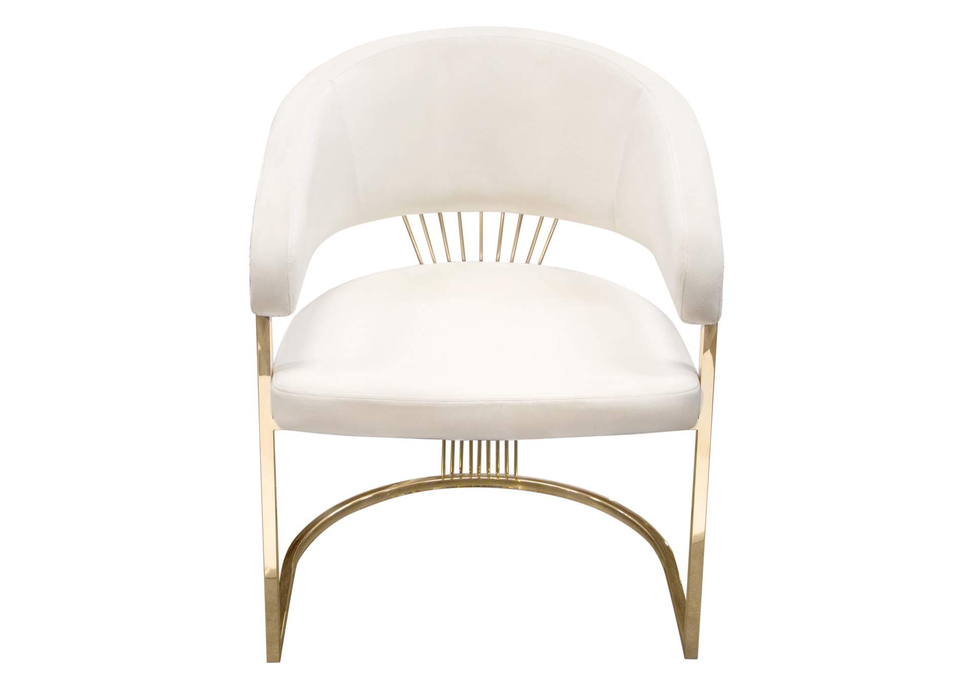 Solstice Dining Chair in Cream Velvet w/ Polished Gold Metal Frame by Diamond Sofa,Diamond Sofa