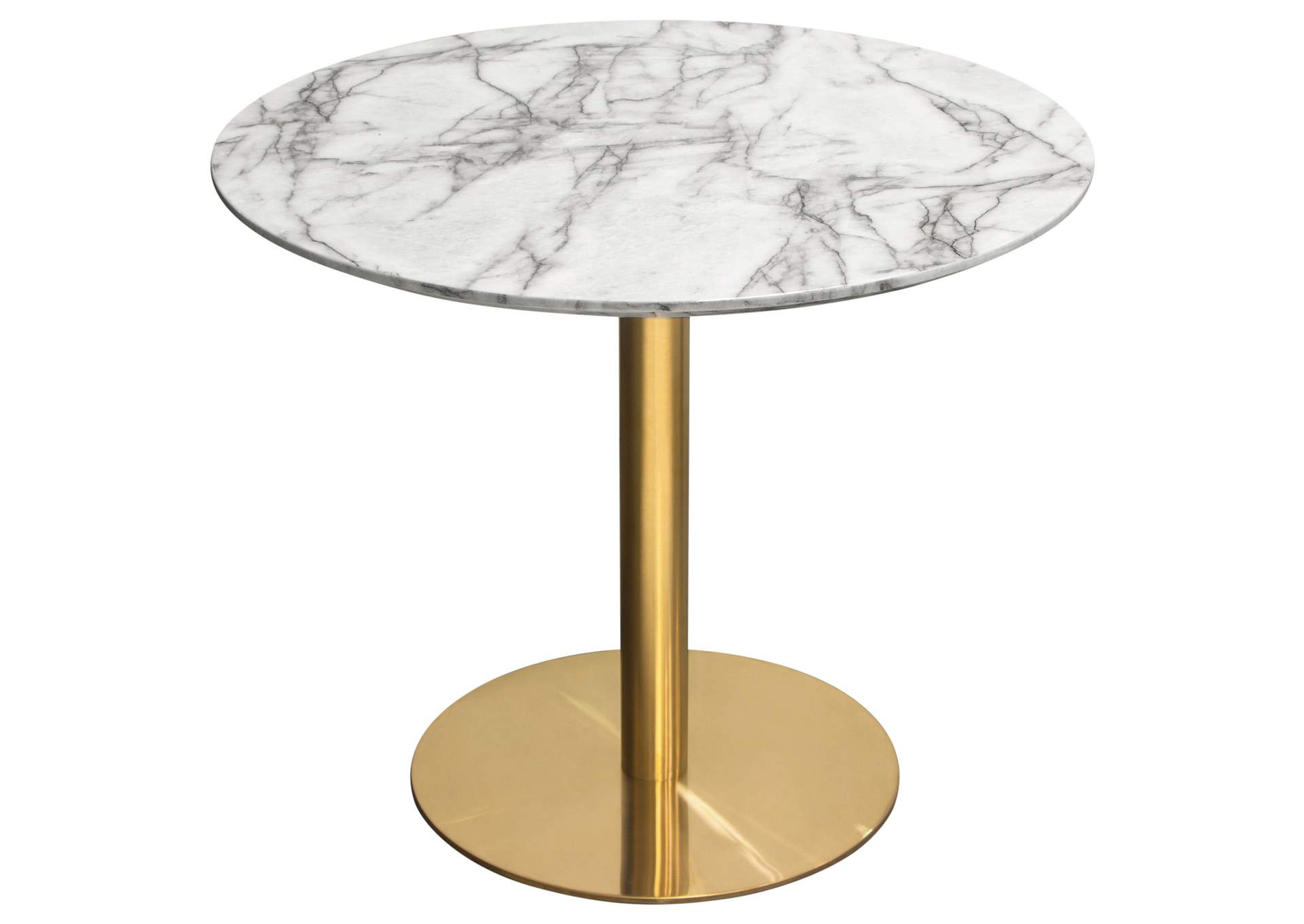 Stella 36" Round Dining Table w/ Faux Marble Top and Brushed Gold Metal Base by Diamond Sofa,Diamond Sofa