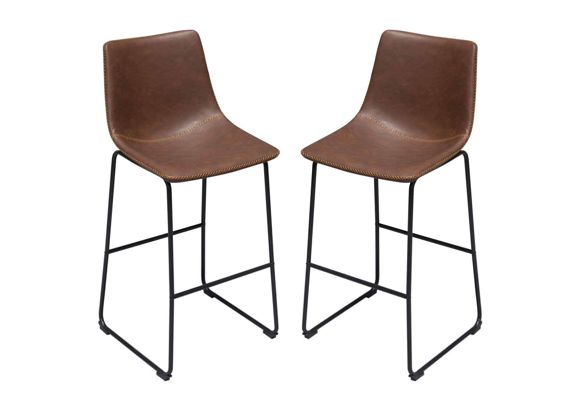 Theo Set of (2) Bar Height Chairs in Chocolate Leatherette w/ Black Metal Base by Diamond Sofa,Diamond Sofa