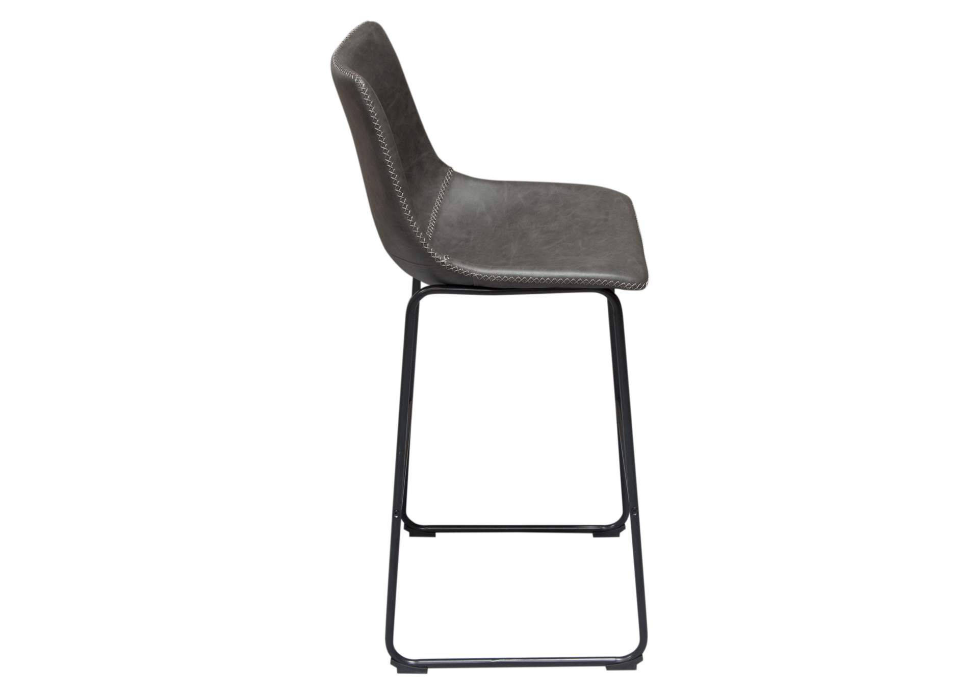 Theo Set of (2) Bar Height Chairs in Weathered Grey Leatherette w/ Black Metal Base by Diamond Sofa,Diamond Sofa