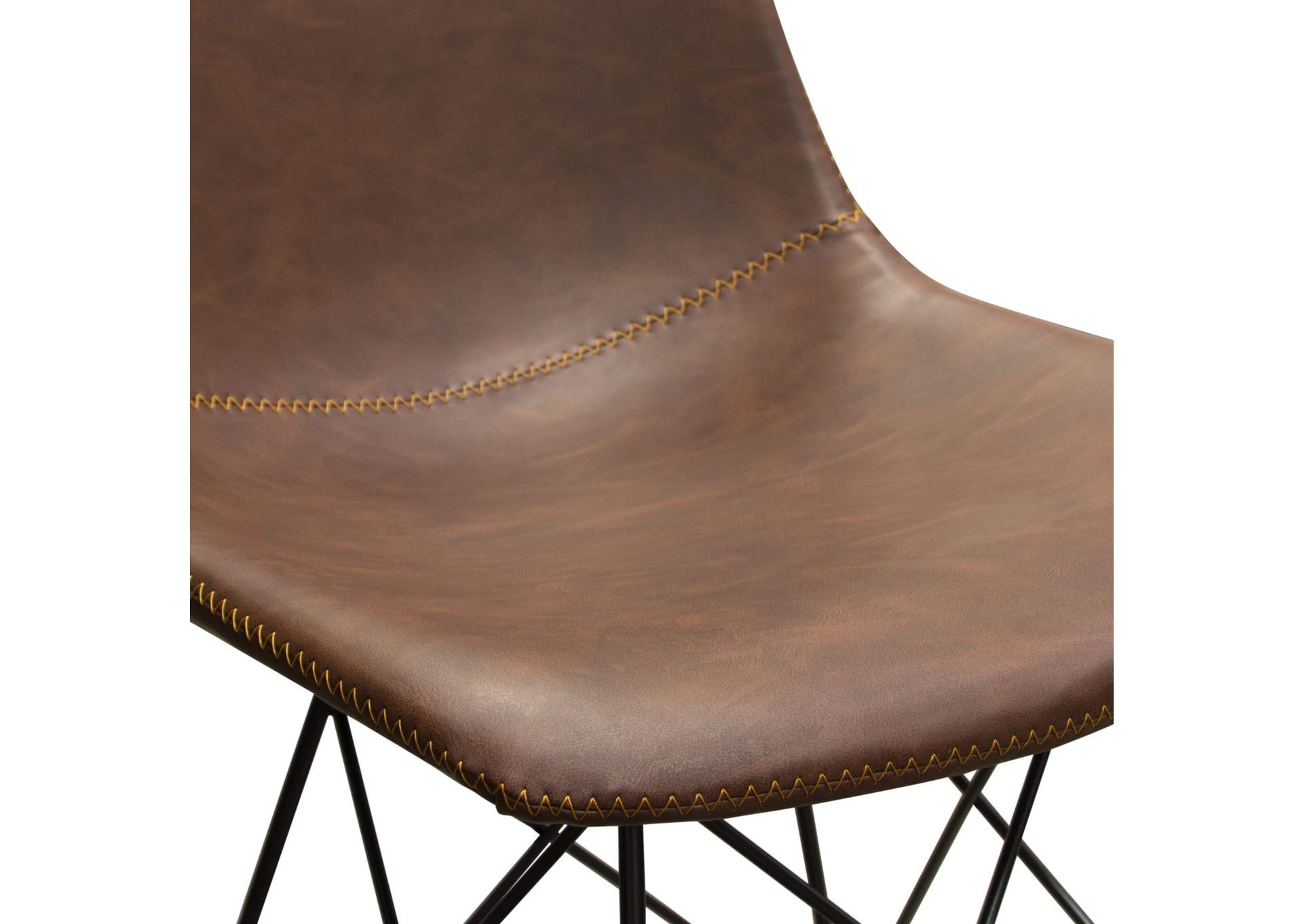 Theo Set of (4) Dining Chairs in Chocolate Leatherette w/ Black Metal Base by Diamond Sofa,Diamond Sofa