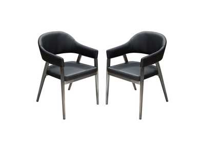 Image for Adele Set of Two Dining/Accent Chairs in Black Leatherette w/ Brushed Stainless Steel Leg by Diamond Sofa