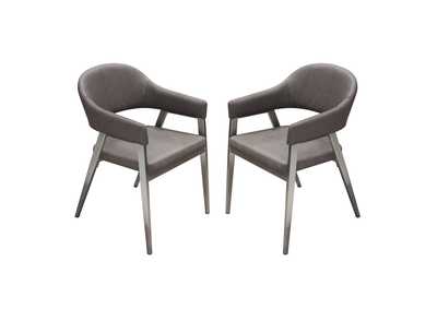 Image for Adele Set of Two Dining/Accent Chairs in Grey Leatherette w/ Brushed Stainless Steel Leg by Diamond Sofa
