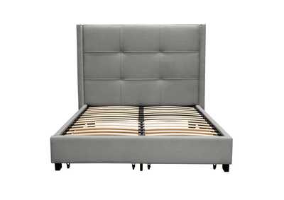 Image for Beverly Queen Bed with Integrated Footboard Storage Unit & Accent Wings in Grey Fabric By Diamond Sofa