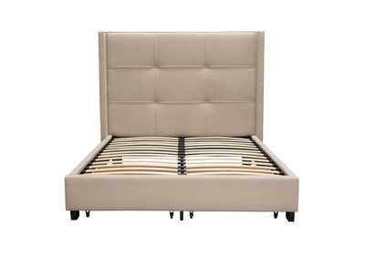 Image for Beverly Eastern King Bed with Integrated Footboard Storage Unit & Accent Wings in Grey Fabric By Diamond Sofa